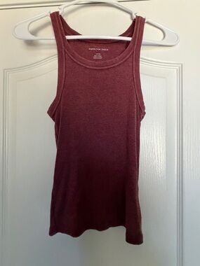 American Eagle Outfitters Maroon Ribbed Tank Top